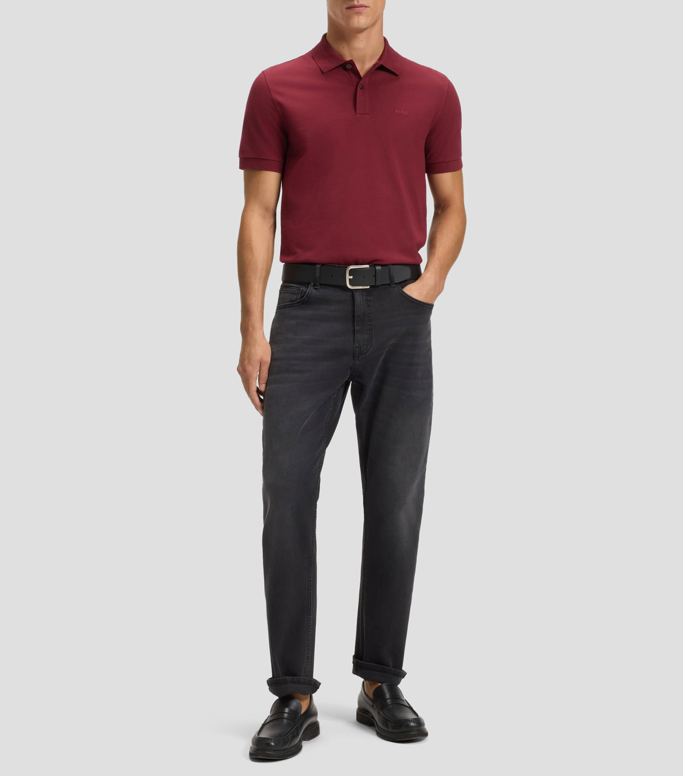Playera tipo polo manga corta lisa Hombre
